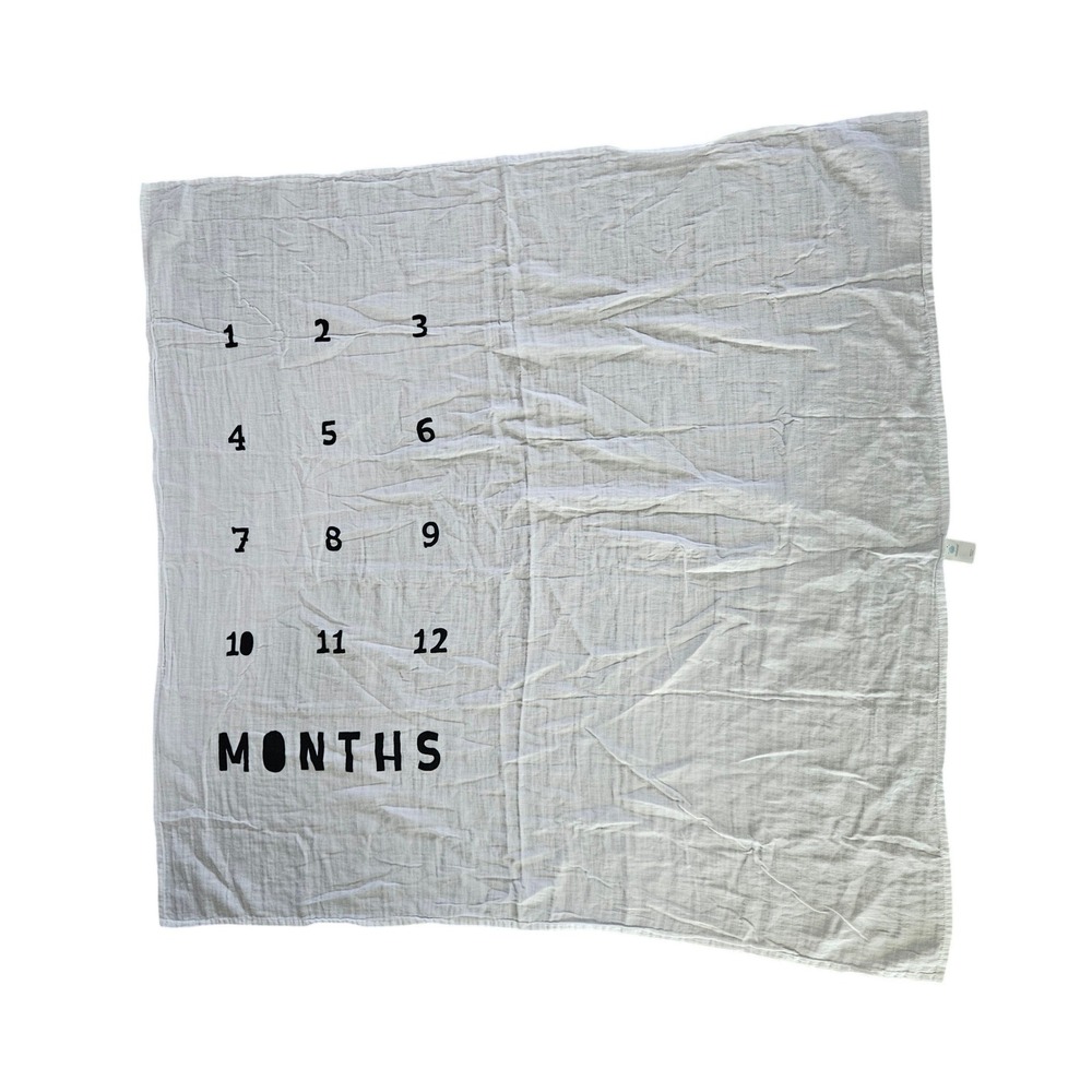 Cloud Island Baby Milestone Blanket White Cotton Muslin Monthly Photo Prop 1-12